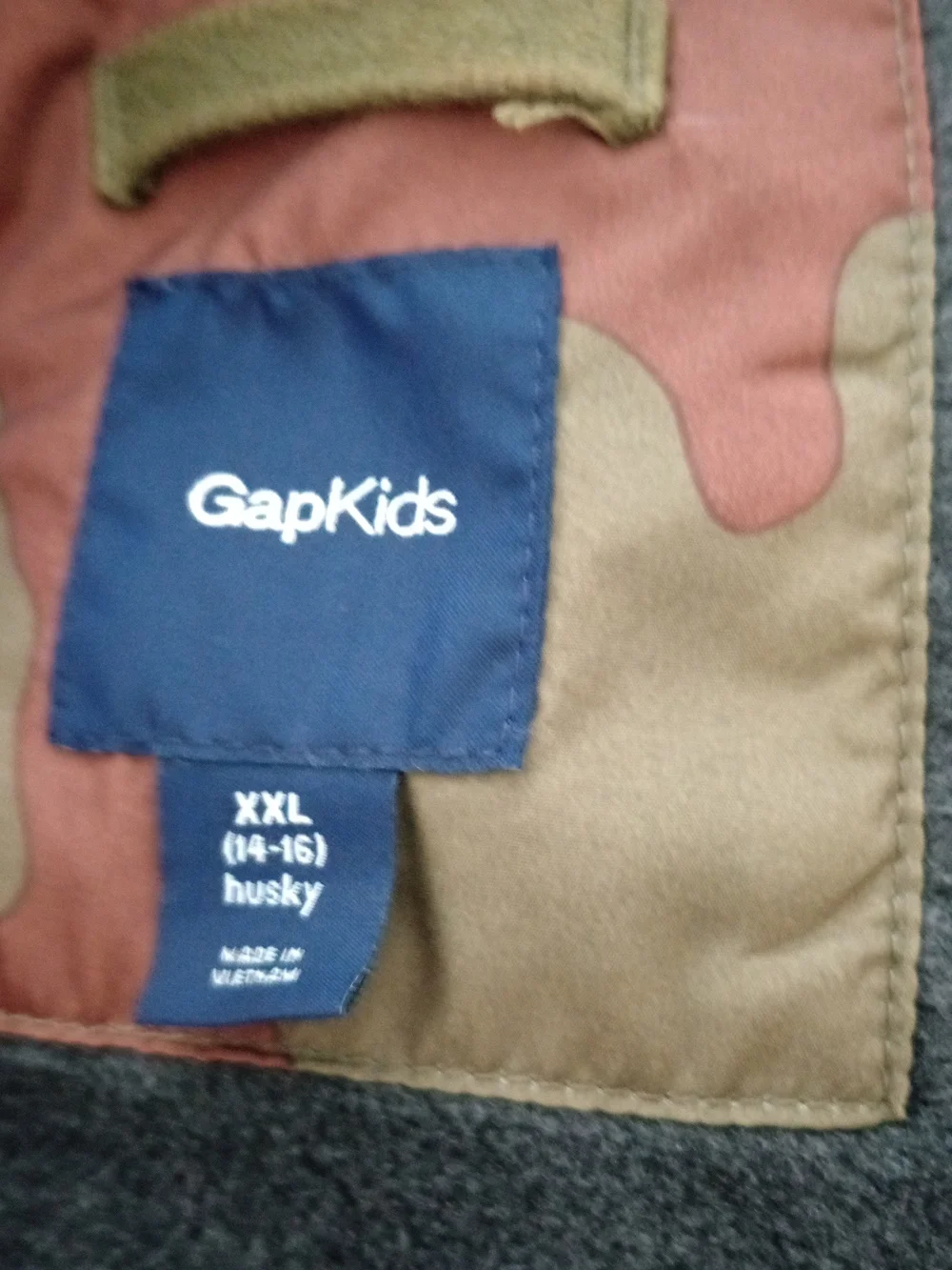 GAP Kids Camo Puffer Jacket in Green and Brown